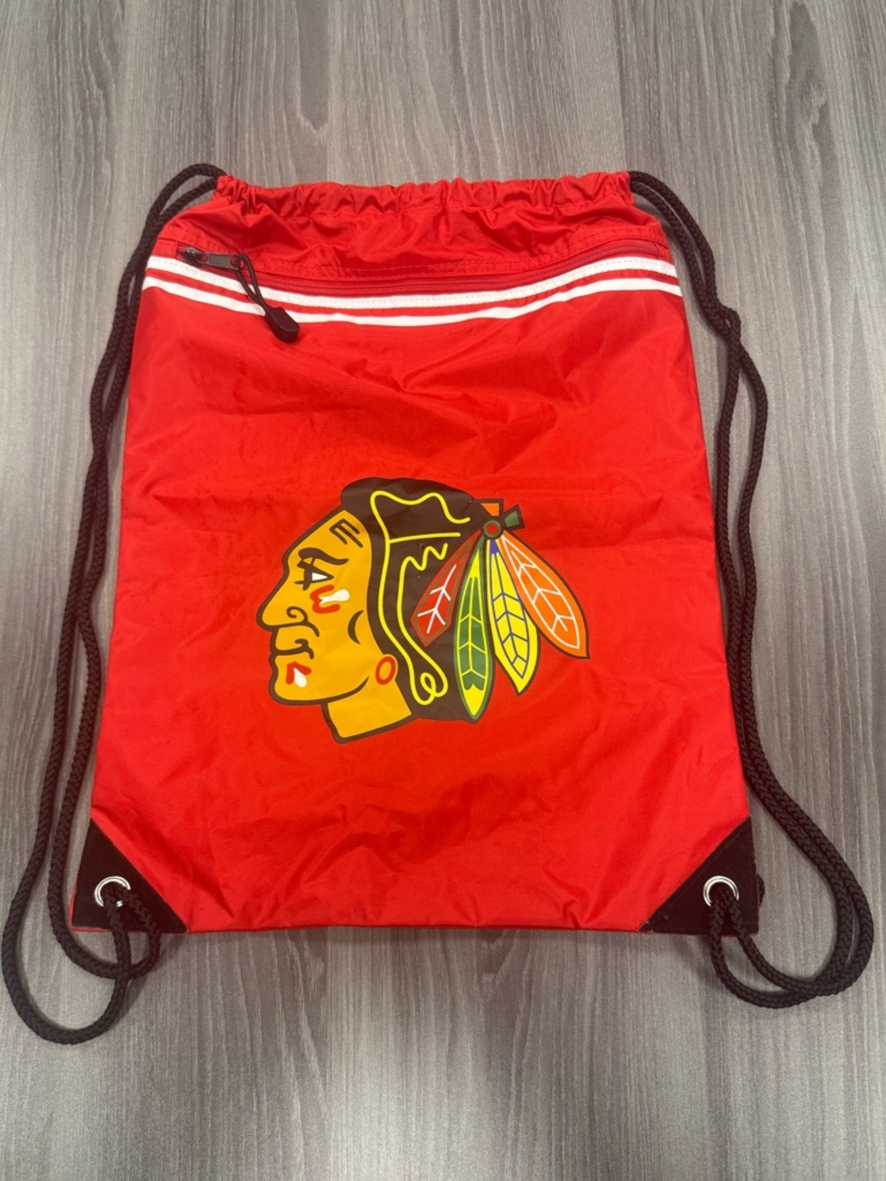 Chicago Blackhawks Red Sports Drawstring Backpack Sack Tote with Team Logo